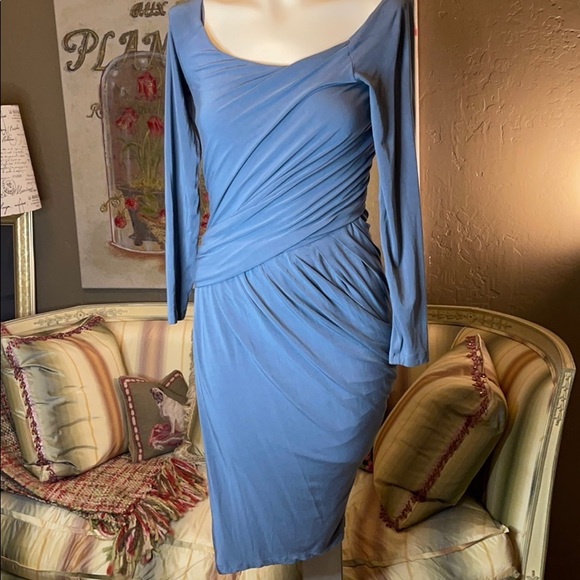 Donna Karan Dresses & Skirts - Donna Karan New York Blue Body Con Ruched Dress S